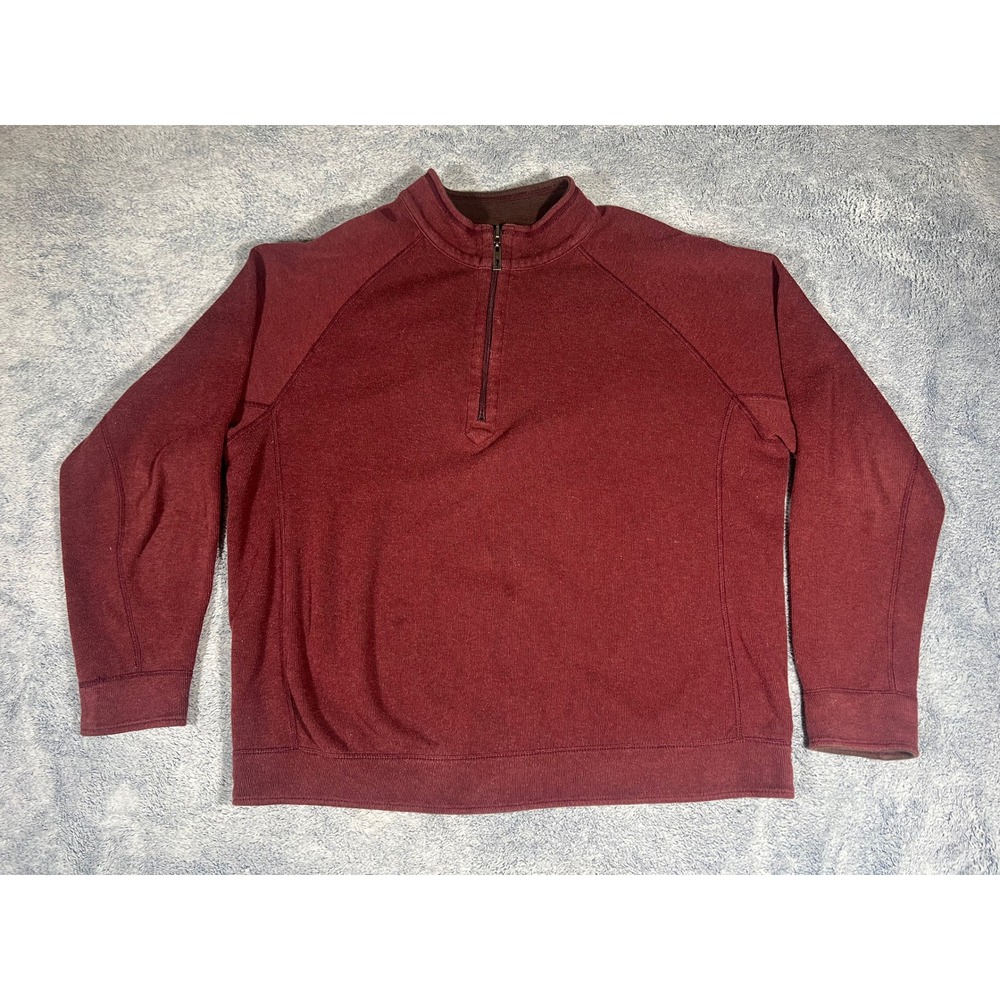 Tommy‎ Bahama Reversible Quarter Zip Pullover Mens L Burgundy Brown Sweatshirt